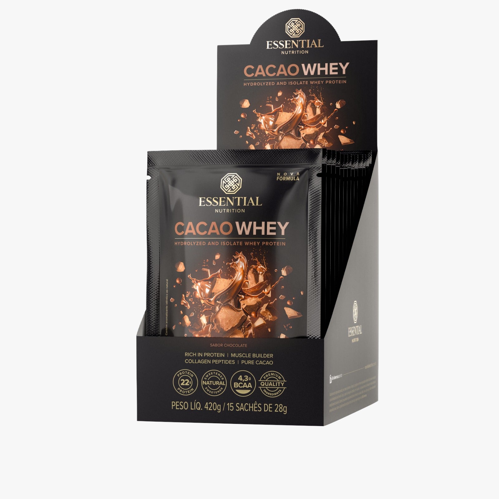 Cacao Whey Display 420g/15Ds Essential