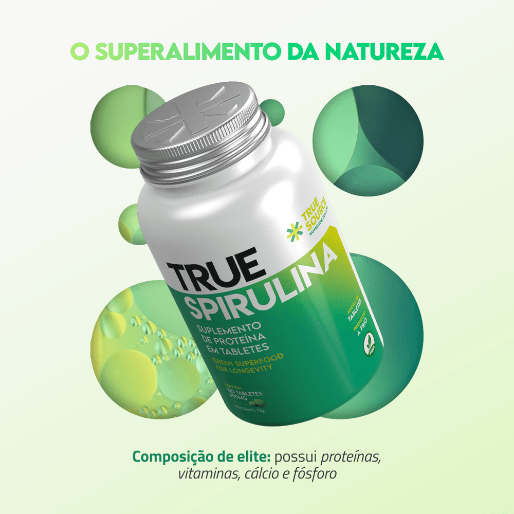 Longevidade e Prevenção True Spirulina 600mg c/ 120 tabletes - true source