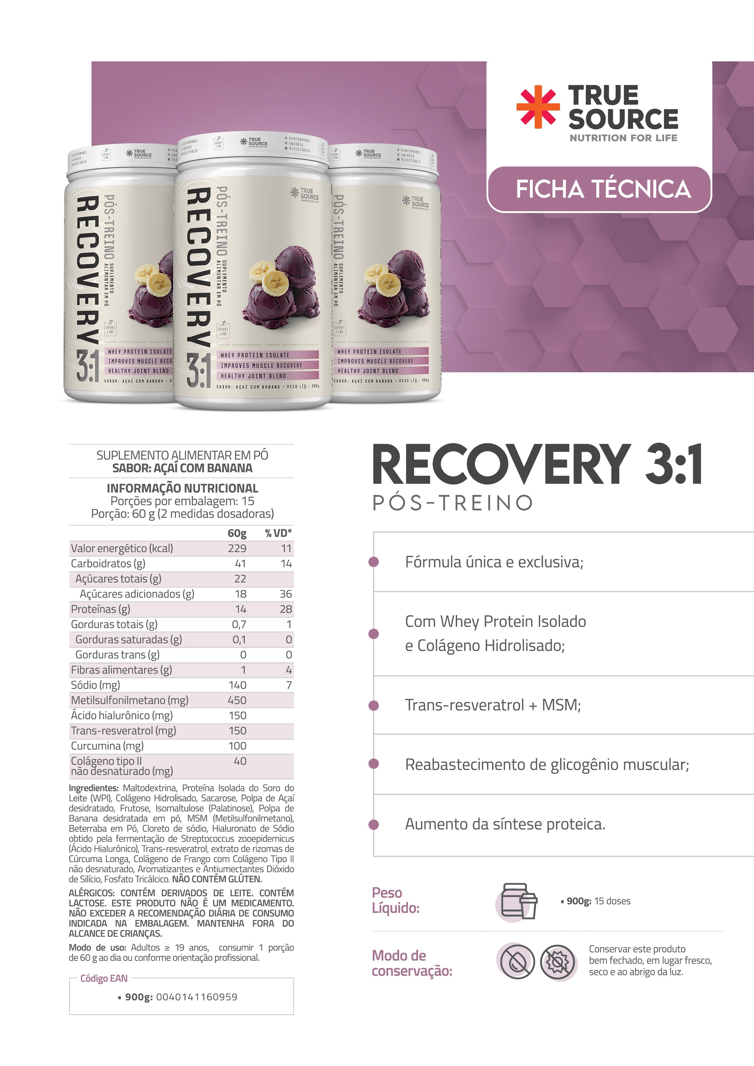 Recovery Açaí Com Banana 900g – True Source