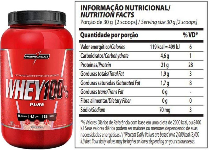 WHEY 100% PURE - Pote 907g - INTEGRAL MÉDICA