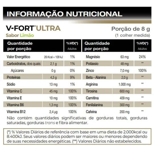 Pré Treino V-fort ultra pote 240g limao -Vitafor