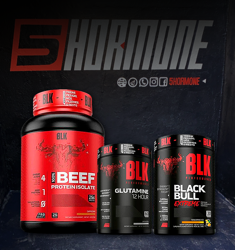 Combo Emagrecimento, Definição e Performance - 100% BEEF Protein Isolate + Glutamina BLK + Black Bull Extreme