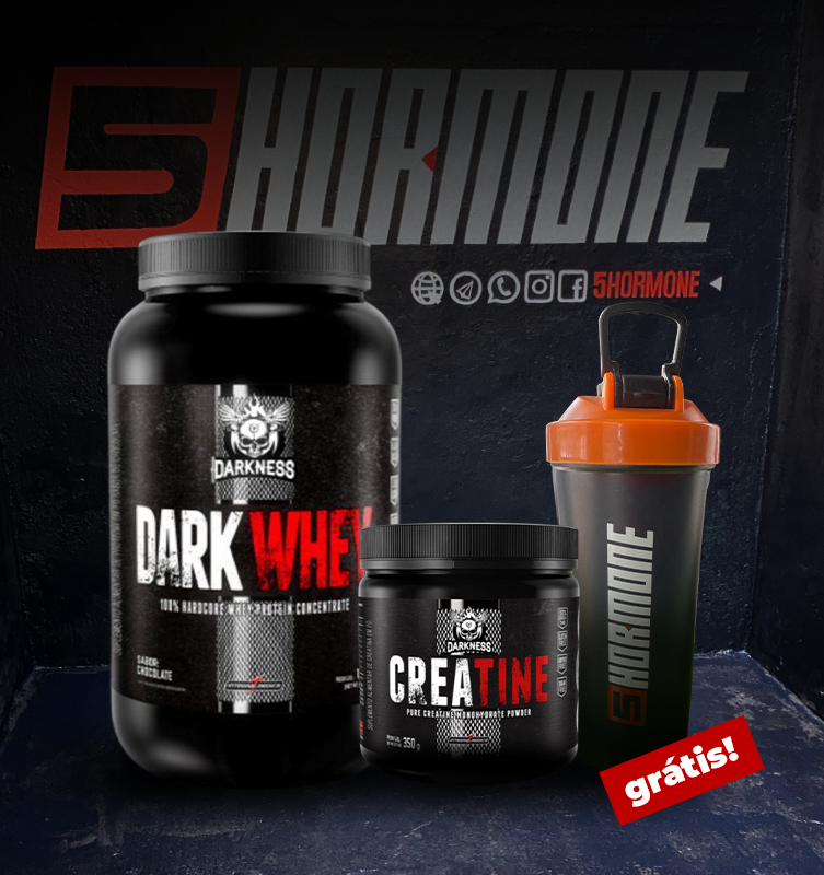 Combo Alta Performance, Força e Massa Muscular - Dark Whey (1,2kg) Darkness + Creatina (350g) Darkness