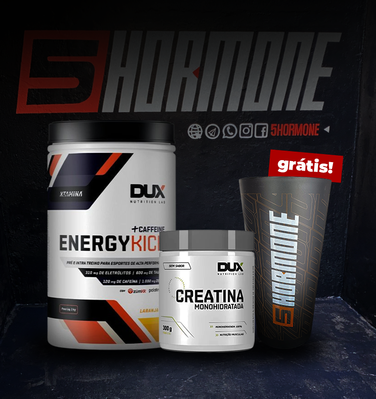 Combo, Força e Energia - Energy Kick Caffeine (1000g) Dux + Creatina (300g) Dux