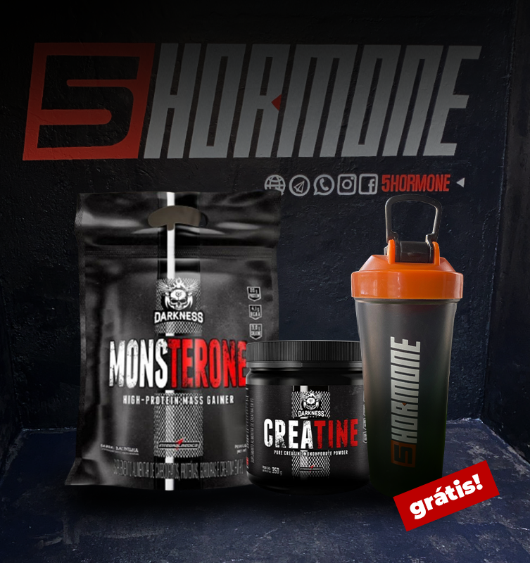 Combo Alta Performance, Força e Massa Muscular - Monsterone (3kg) Darkness + Creatina (350g) Darkness