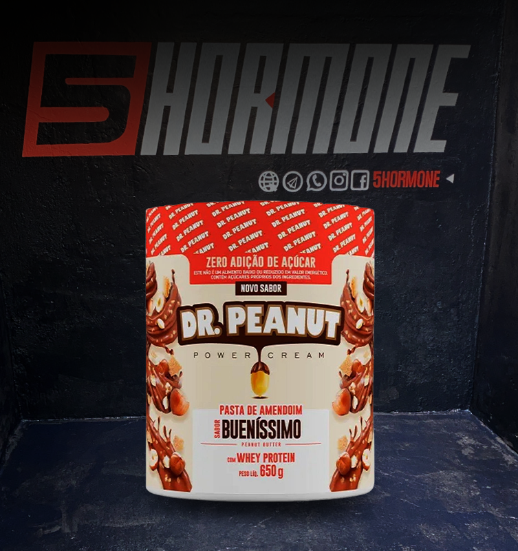 Pasta de amendoim Dr. Peanut com Whey Protein 650g.