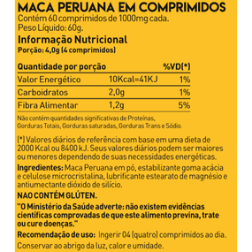 Vitaminas e Minerais True Maca Peruana 1000mg c/ 60 comprimidos - True Source