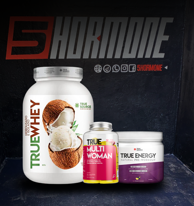 Combo Feminino TrueVitality Fitness - True whey protein + Vitaminas e Minerais TRUE + Pré Treino True energy - 450g