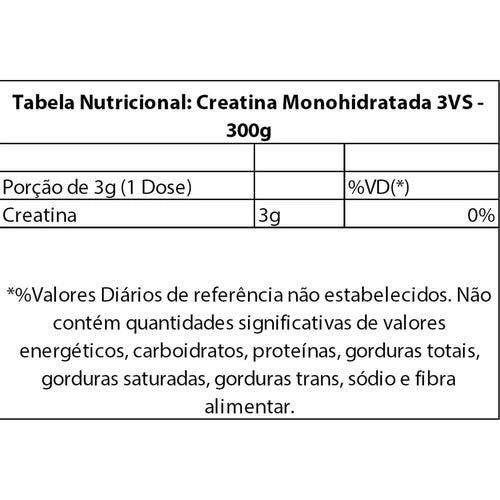 Creatina Monohidratada 100% Pura- 300g - 3VS