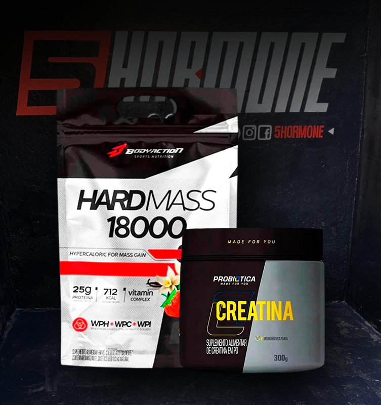 COMBO GANHO DE PESO E MASSA MUSCULAR - HARD MASS 3KG - Probiótica + CREATINA 300g - Probiótica